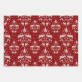 Winter Woodland Damask w / rendieren en sparren Inpakpapier Vel (Voorkant 3)