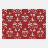 Winter Woodland Damask w / rendieren en sparren Inpakpapier Vel (Voorkant 3)