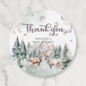 Winter Woodland Deer Baby shower Bedankt Bedankjes Labels (Voorkant)