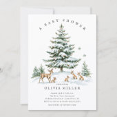 Winter Woodland Deer Baby Shower Kaart (Voorkant)