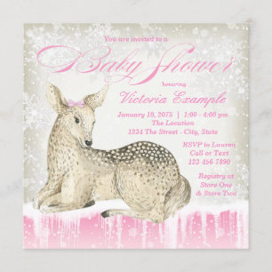 Winter Woodland Deer Baby Shower Uitnodigingen