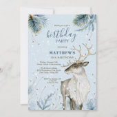 Winter Woodland Deer Birthday Party Kaart (Voorkant)
