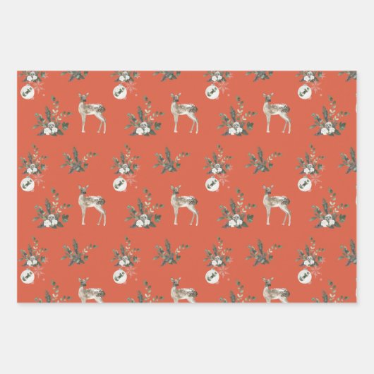 Winter Woodland Deer en Bunny Rabbit Pattern Inpakpapier Vel (Voorkant 2)