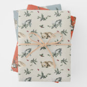 Winter Woodland Deer en Bunny Rabbit Pattern Inpakpapier Vel (In situ)