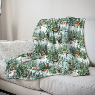 Winter Woodland Deer Fleece Deken