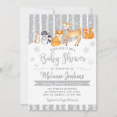Winter Woodland Deer Fox Baby shower Invitation Kaart (Voorkant)