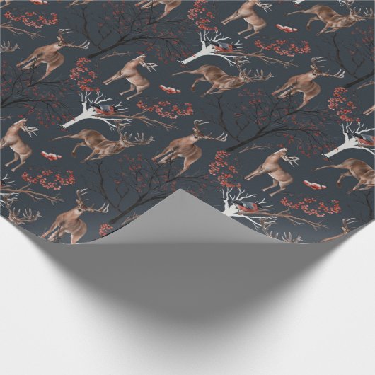 Winter Woodland Deer Holiday Kerstmis Cadeaupapier (Hoek)