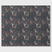 Winter Woodland Deer Holiday Kerstmis Cadeaupapier (Vlak)