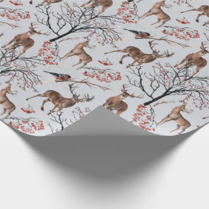 Winter Woodland Deer Holiday Kerstmis Cadeaupapier