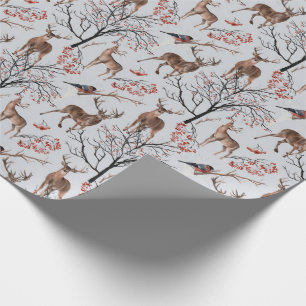 Winter Woodland Deer Holiday Kerstmis Cadeaupapier