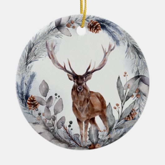 Winter Woodland Deer Keramisch Ornament (Voorkant)