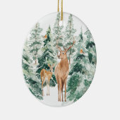 Winter Woodland Deer Kerstkeramisch Ornament (Rechts)