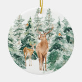 Winter Woodland Deer Kerstkeramisch Ornament (Voorkant)