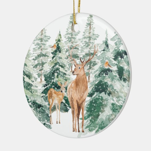 Winter Woodland Deer Kerstkeramisch Ornament (Links)
