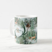 Winter Woodland Deer Kerstmonogram Koffiemok (Voorkant links)