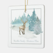 Winter Woodland Deer Persoonlijke Kerstmis Keramisch Ornament (Links)