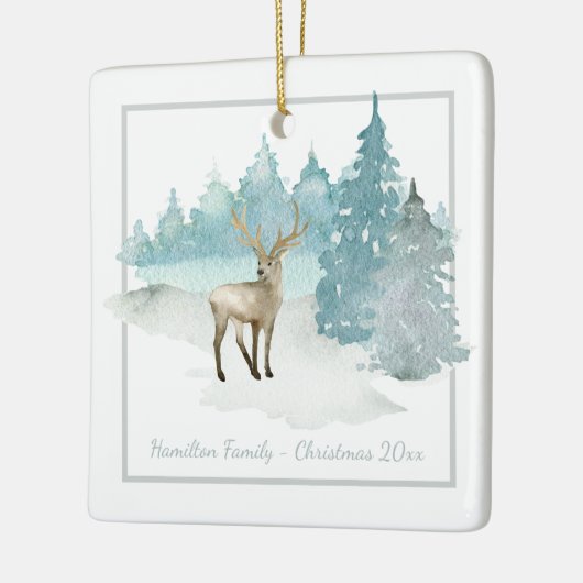 Winter Woodland Deer Persoonlijke Kerstmis Keramisch Ornament (Links)