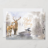 Winter Woodland Deer Prettige feestdagen Foto (Voorkant)