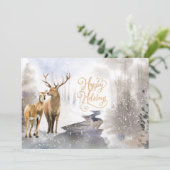 Winter Woodland Deer Prettige feestdagen Foto (Staand voorkant)