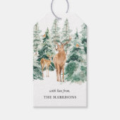 Winter Woodland Deer Rustic Kerstmis Cadeaulabel (Voorkant)