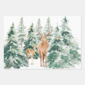 Winter Woodland Deer Rustic Kerstmis Inpakpapier Vel (Voorkant 3)