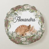 Winter Woodland Deer the Wild One Rond Kussen (Achterkant)