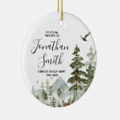 Winter Woodland dennenboom in liefdevolle herinner Keramisch Ornament (Rechts)