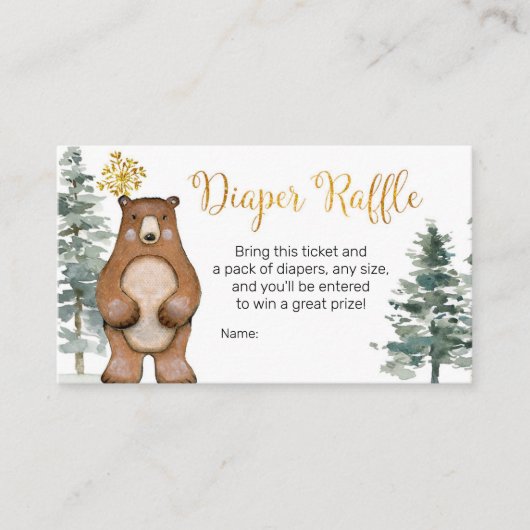Winter Woodland Diaper Raffle Enclosure Card Informatiekaartje (Voorkant)