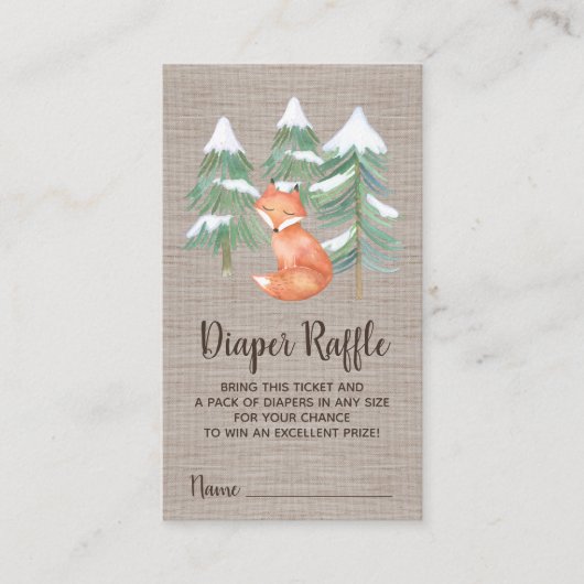 Winter Woodland Diaper Raffle Invitation Insert Informatiekaartje (Voorkant)