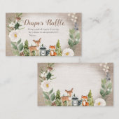 Winter Woodland Diaper Raffle White Floral Informatiekaartje (Voorkant / Achterkant)