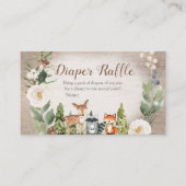 Winter Woodland Diaper Raffle White Floral Informatiekaartje (Voorkant)
