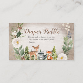 Winter Woodland Diaper Raffle White Floral Informatiekaartje