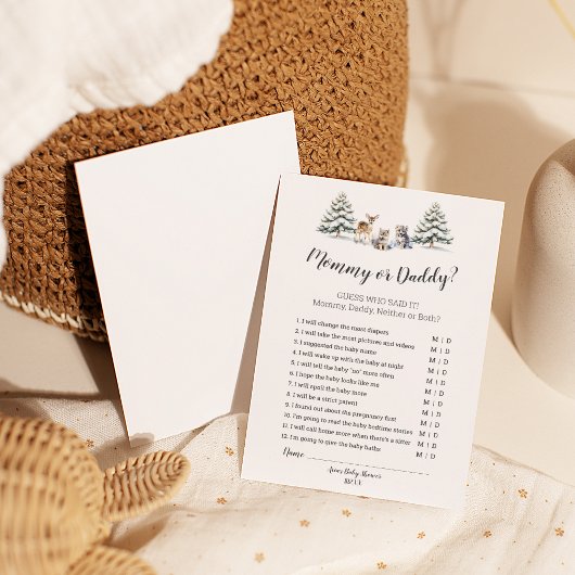 Winter Woodland Dieren Douche Mama of Daddy Game Flyer
