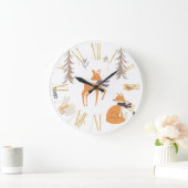 Winter Woodland Dieren Folk Art Kerstmis Grote Klok (Huis)