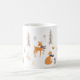 Winter Woodland Dieren Folk Art Kerstmis Koffiemok