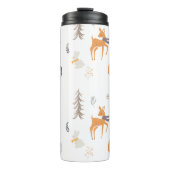 Winter Woodland Dieren Folk Art Kerstmis Thermosbeker (Voorkant)