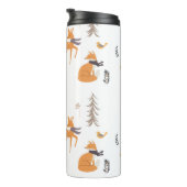 Winter Woodland Dieren Folk Art Kerstmis Thermosbeker (Geroteerd rechts)