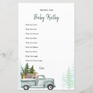 Winter Woodland Dieren gebeden voor Baby Kaart