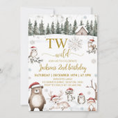 Winter Woodland Dieren Twee Wilde 2e Verjaardag Kaart (Voorkant)
