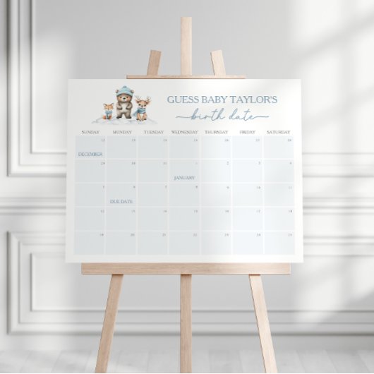 Winter Woodland Dieren Vervaldatum Kalenderspel Poster