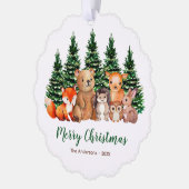 Winter Woodland Dieren Waterverf Vrolijk kerstfees Ornament Kaart (Links)