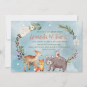 Winter Woodland Diers Berries Pine Cotton Baby Kaart (Voorkant)