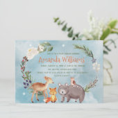 Winter Woodland Diers Berries Pine Cotton Baby Kaart (Staand voorkant)