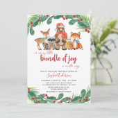 Winter Woodland Diers Kerstmis Baby shower Kaart (Staand voorkant)