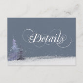 Winter Woodland Dusty Blue White Wedding Details Informatiekaartje (Voorkant)