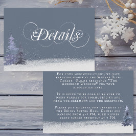 Winter Woodland Dusty Blue White Wedding Details Informatiekaartje