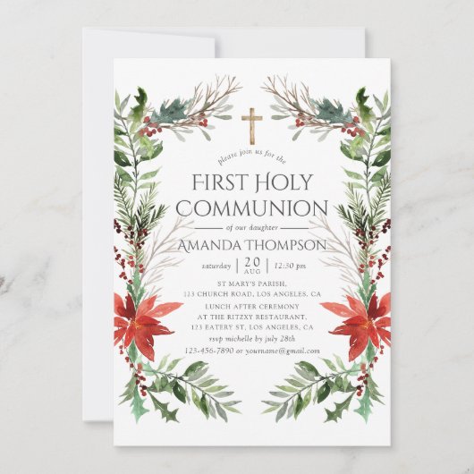 Winter Woodland Eerste Heilige Communie Kaart (Voorkant)