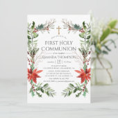 Winter Woodland Eerste Heilige Communie Kaart (Staand voorkant)