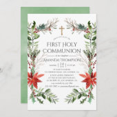 Winter Woodland Eerste Heilige Communie Kaart (Voorkant / Achterkant)