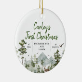 Winter Woodland Eerste Kerstmis dennenboom Keramisch Ornament (Rechts)